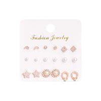 Korean New Simple Accessories Ins Style 9-piece Set Pearl Zircon Earrings Earrings Jewelry For Girls Factory Wholesale main image 6