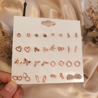 Simple Hollow Heart Bow Earring Set 16 Pairs Combination Wholesale Nihaojewelry main image 4