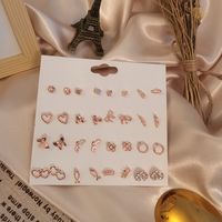 Simple Hollow Heart Bow Earring Set 16 Pairs Combination Wholesale Nihaojewelry main image 5
