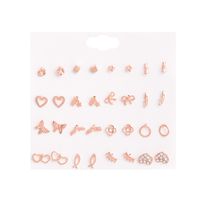 Simple Hollow Heart Bow Earring Set 16 Pairs Combination Wholesale Nihaojewelry main image 6