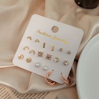 European And American Fashion Cool Star Moon Love Lightning Diamond-embedded Multi-style Stud Earrings Suit Female Accessories Suit main image 5