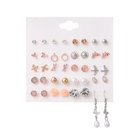 New Fashion Cross-border Sold Jewelry Earring Set 20 Pairs Zircon-like Stud Earrings Flower Heart Shape Diamond Mini Earrings main image 6