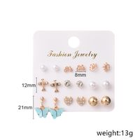 Retro Diamond-studded Opal Flower Pearl Earrings Multi-pair Wholesale Nihaojewelry main image 3