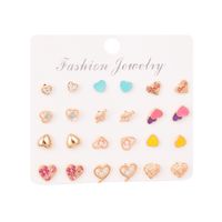 Fashion Color Dripping Alloy Heart-shaped Earrings Set Wholesale Nihaojewelry main image 6