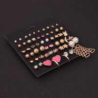 Mode Herzförmige Blumenstern Perlenohrringe 30 Paar Kombinationsset Großhandel Nihaojewelry main image 3