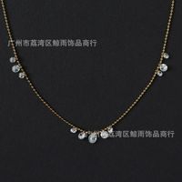 Xl082 Whale Rain Ornament Dew Zircon Shining Diamond Light Luxury Small Necklace Clavicle Chain Titanium Steel 18k Gold Plating main image 3