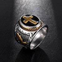 Retro Contrast Color Stainless Steel Cross Ring Wholesale Nihaojewelry main image 2