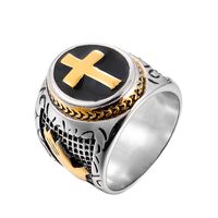 Retro Contrast Color Stainless Steel Cross Ring Wholesale Nihaojewelry main image 6