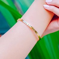 Simple Stainless Steel Laser Marking Engraving Open Bracelet Wholesale Nihaojewelry main image 2