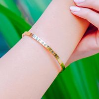 Simple En Acier Inoxydable Marquage Laser Gravure Bracelet Ouvert En Gros Nihaojewelry main image 3