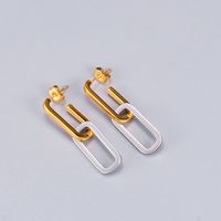 Simple Glossy Chain Asymmetric Square Ring Earring Wholesale Nihaojewelry main image 6