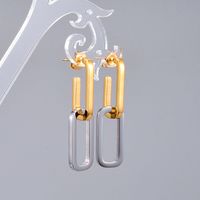 Simple Glossy Chain Asymmetric Square Ring Earring Wholesale Nihaojewelry main image 5