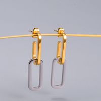 Simple Glossy Chain Asymmetric Square Ring Earring Wholesale Nihaojewelry main image 4