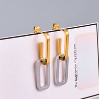 Simple Glossy Chain Asymmetric Square Ring Earring Wholesale Nihaojewelry main image 3