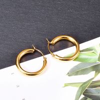 Korean Gold-plated Thick Circle Hoop Titanium Steel Earrings Wholesale Nihaojewelry main image 3