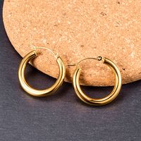 Korean Gold-plated Thick Circle Hoop Titanium Steel Earrings Wholesale Nihaojewelry main image 5