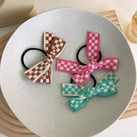 Fashion Checkerboard Knitted Bow Hair Rope Wholesale Nihaojewelry main image 4