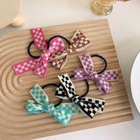 Fashion Checkerboard Knitted Bow Hair Rope Wholesale Nihaojewelry main image 5