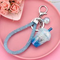 Summer Simulation Transparent Cup Luminous Keychain Ice Crack Flashing Light Acrylic Diamond Rope Pendant Car Key Chain Wholesale main image 4