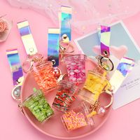 Creative Milk Tea Cup Simulation Fruit Piece Floating Leather Rope Key Chain Wholesale Nihaojewelry main image 4