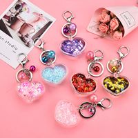 Korean  Acrylic Heart Flowing Sequins Quicksand Keychain Wholesale Nihaojewelry main image 1