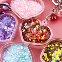 Korean  Acrylic Heart Flowing Sequins Quicksand Keychain Wholesale Nihaojewelry main image 3