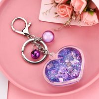 Korean  Acrylic Heart Flowing Sequins Quicksand Keychain Wholesale Nihaojewelry main image 4