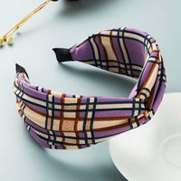 Heming Headband Korean Personality Wide-brimmed Striped Plaid Fabric Knot In The Middle Headband Simple Mori Style Hairpin For Hair Washing main image 3