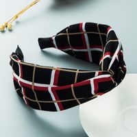 Heming Headband Korean Personality Wide-brimmed Striped Plaid Fabric Knot In The Middle Headband Simple Mori Style Hairpin For Hair Washing main image 5