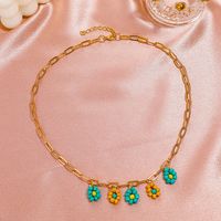Fashion Color Daisy Thick Hollow Chain Geometric Necklace Wholesale Nihaojewelry main image 3