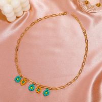 Fashion Color Daisy Thick Hollow Chain Geometric Necklace Wholesale Nihaojewelry main image 4