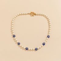 Simple Retro Geometric Ot Buckle Single Layer Stitching Imitation Pearl Necklace Wholesale Nihaojewelry main image 4