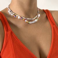 Retro Mix Match Color Stitching Pearl Letter Miyuki Beads Braided Necklace Wholesale Nihaojewelry main image 4
