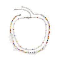 Retro Mix Match Color Stitching Pearl Letter Miyuki Beads Braided Necklace Wholesale Nihaojewelry main image 6
