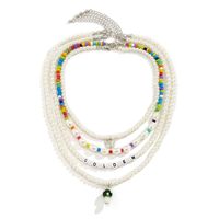 Vintage Kontrastfarbe Mehrschichtige Buchstaben Perlenkette Pilz Schmetterling Halskette Großhandel Nihaojewelry main image 6