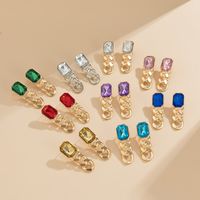 Retro Geometric Square Color Alloy Glass Earrings Wholesale Nihaojewelry main image 5