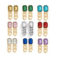Retro Geometric Square Color Alloy Glass Earrings Wholesale Nihaojewelry main image 6