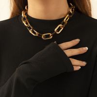 Vintage Hollow Single-layer Leopard Print U-shaped Lock Chain Necklace Wholesale Nihaojewelry main image 4