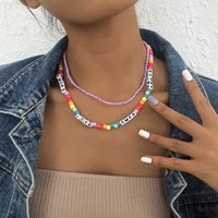 Fashion Bohemian Color Miyuki Beads Resin Letter Necklace Wholesale Nihaojewelry main image 1