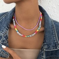 Fashion Bohemian Color Miyuki Beads Resin Letter Necklace Wholesale Nihaojewelry main image 3