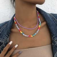 Fashion Bohemian Color Miyuki Beads Resin Letter Necklace Wholesale Nihaojewelry main image 4