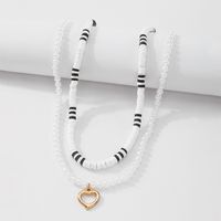 Baroque Simple Soft Ceramic Geometric Pearl Hollow Heart Necklace Wholesale Nihaojewelry main image 5