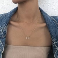 Simple Double Diamond Circle Necklace Wholesale Nihaojewelry main image 1