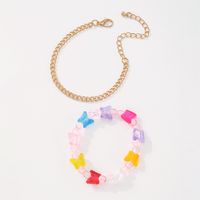Candy Color Resin Butterfly Heart-shaped Beaded Bracelet Set Wholesale Nihaojewelry main image 4