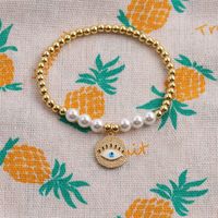 Bracelet Élastique De Perles De Perles De Cuivre D&#39;oeil De Démon De Zircon De Mode En Gros Nihaojewelry main image 3