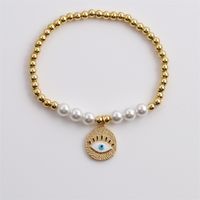 Bracelet Élastique De Perles De Perles De Cuivre D&#39;oeil De Démon De Zircon De Mode En Gros Nihaojewelry main image 4