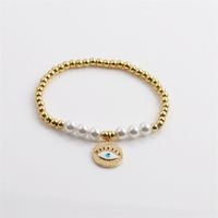 Bracelet Élastique De Perles De Perles De Cuivre D&#39;oeil De Démon De Zircon De Mode En Gros Nihaojewelry main image 6