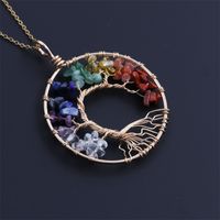 Fashion Simple Geometric Chakra Colorful Crystal Tree Necklace Wholesale Nihaojewelry main image 5