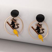 New Creative Jewelry Halloween Black Cat Earrings main image 1