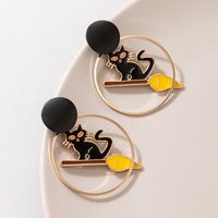 New Creative Jewelry Halloween Black Cat Earrings main image 5